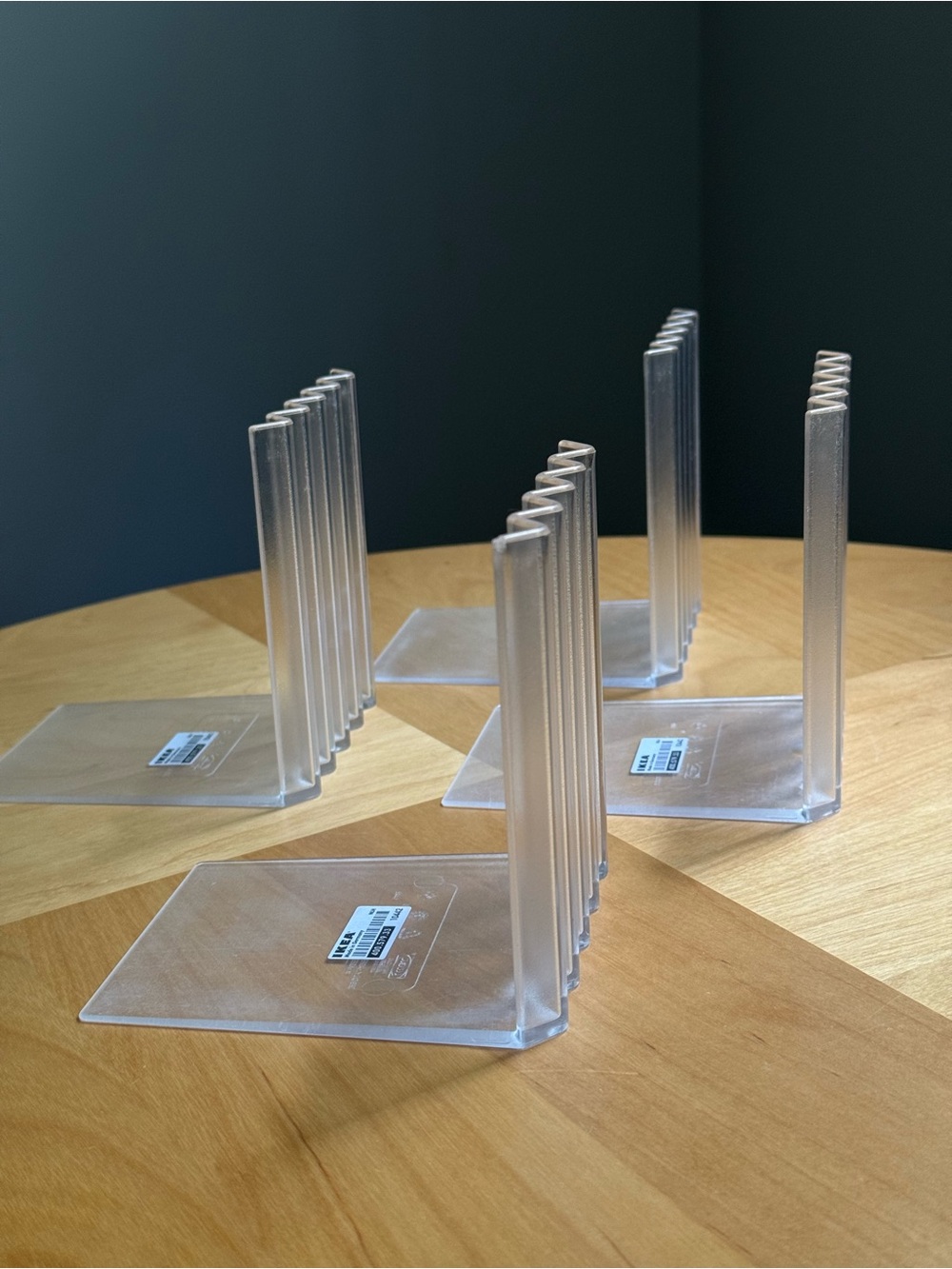 Set of 4 Vintage c1999 Bokis IKEA Clear Zigzag Bookends Ends by K & M HAGBERG